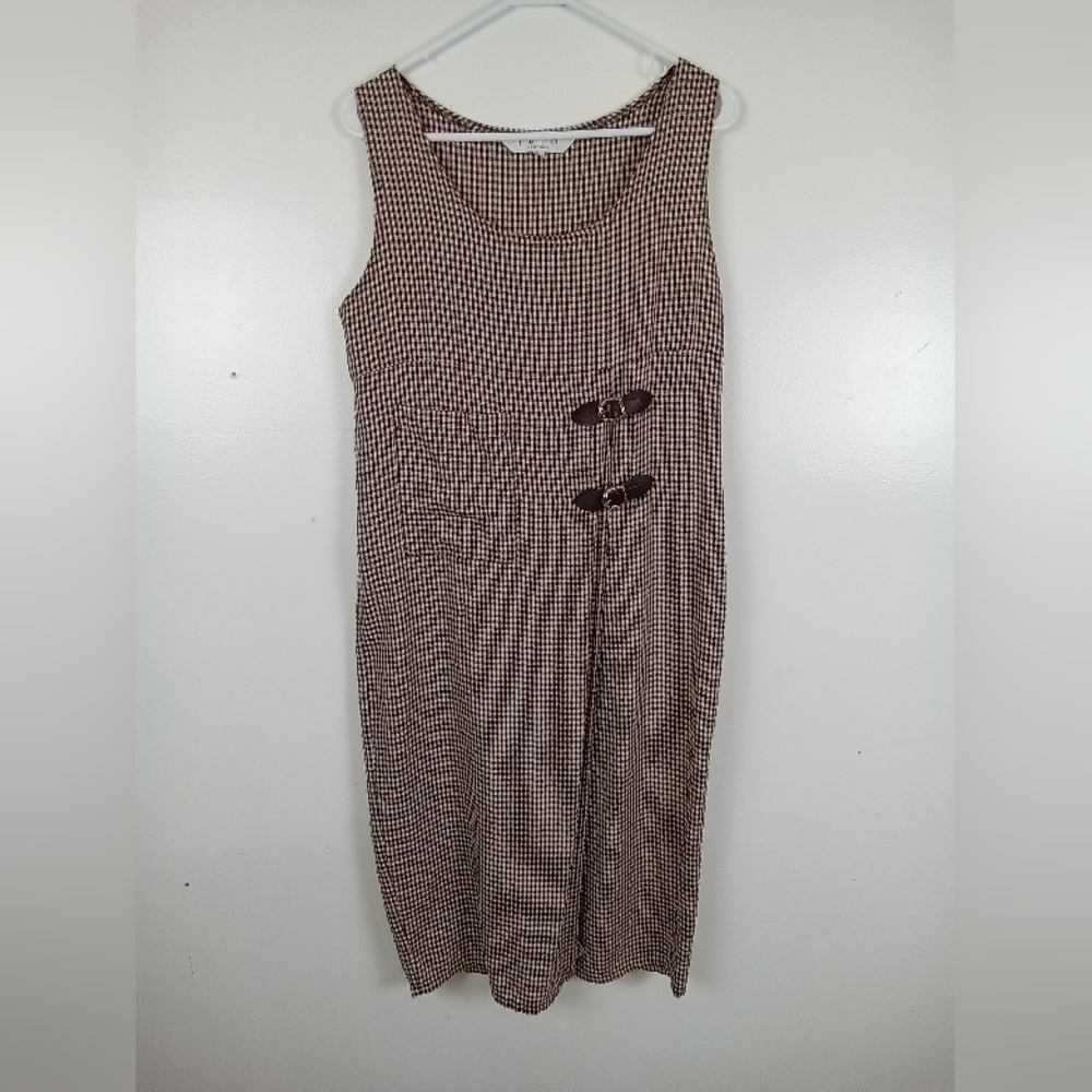 Trio New York | Brown Sleeveless Plad Midi Dress , 10